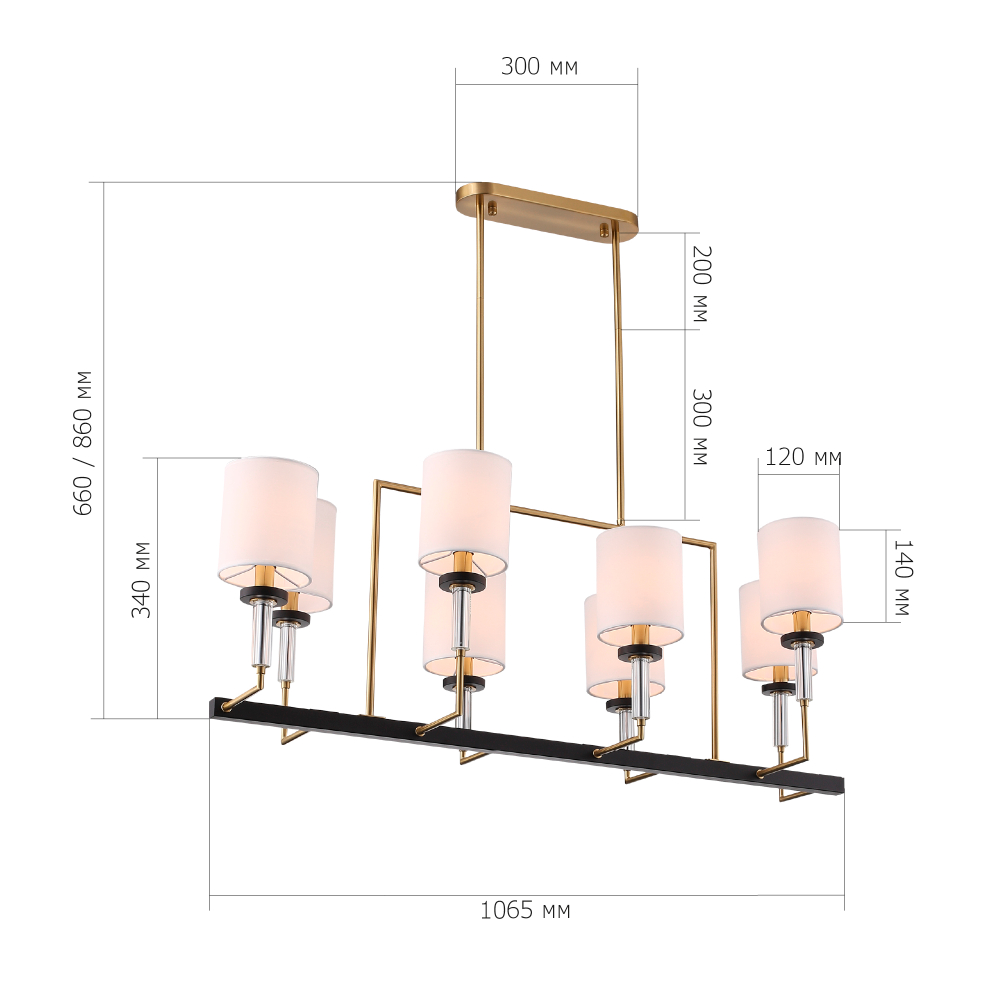 SL1404.338.08 Люстра подвесная ST-Luce Латунь/Прозрачный E14*8 40W ВЕРИТАС