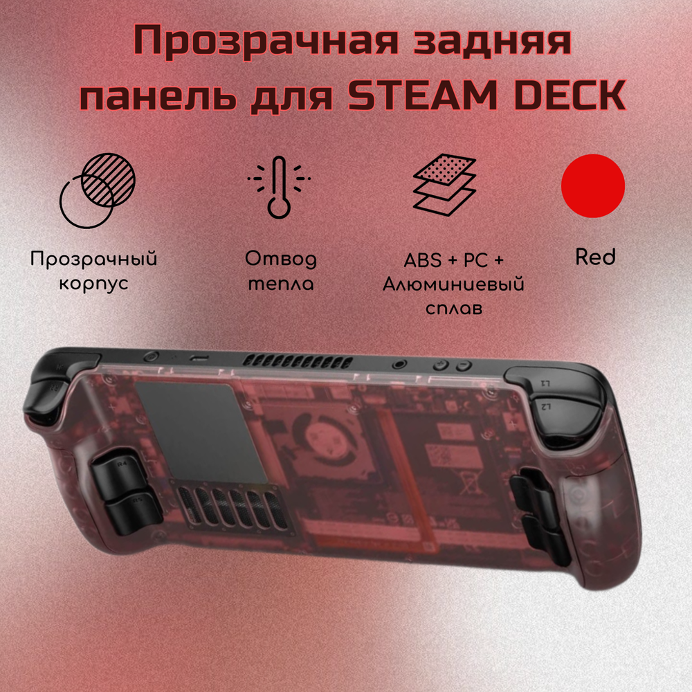 Прозрачная задняя панель (крышка) PC0106 для Steam Deck от JSAUX clear (красный)