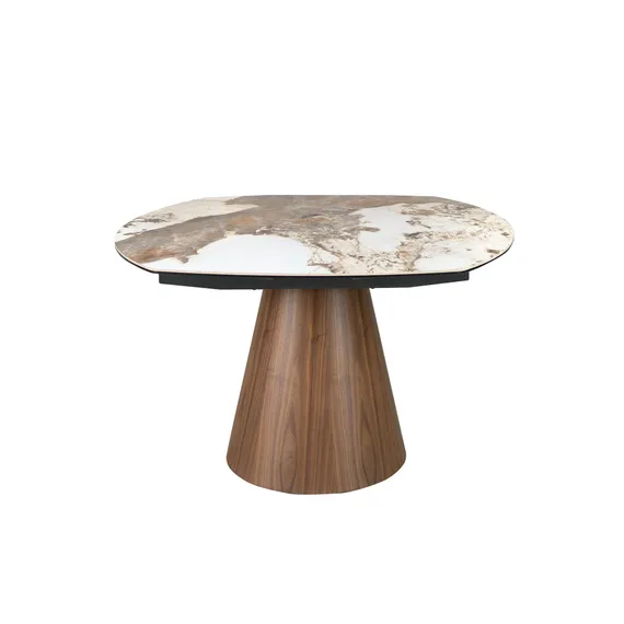 Раздвижной обеденный стол 1187 из керамики в мраморной отделке и ореха