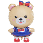 Шар Фольгированный Мишка бежевый с бантом (Бежевый)