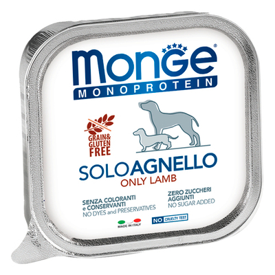 Влажный корм Monge Dog Monoprotein для собак, паштет из ягненка, консервы
