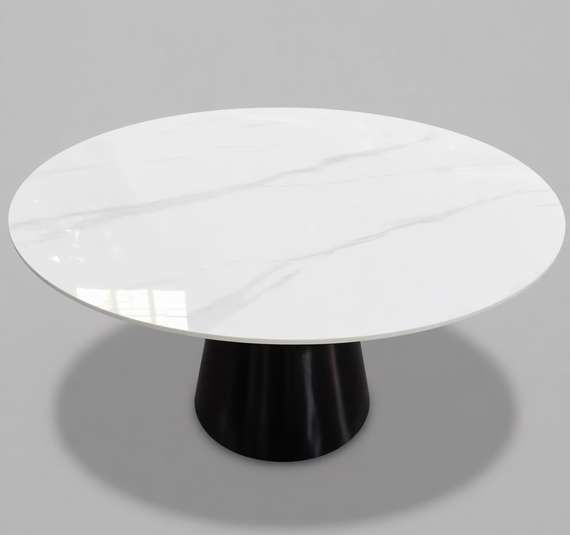 Стол Yoda Ø135 см, белая керамика, черная ножка