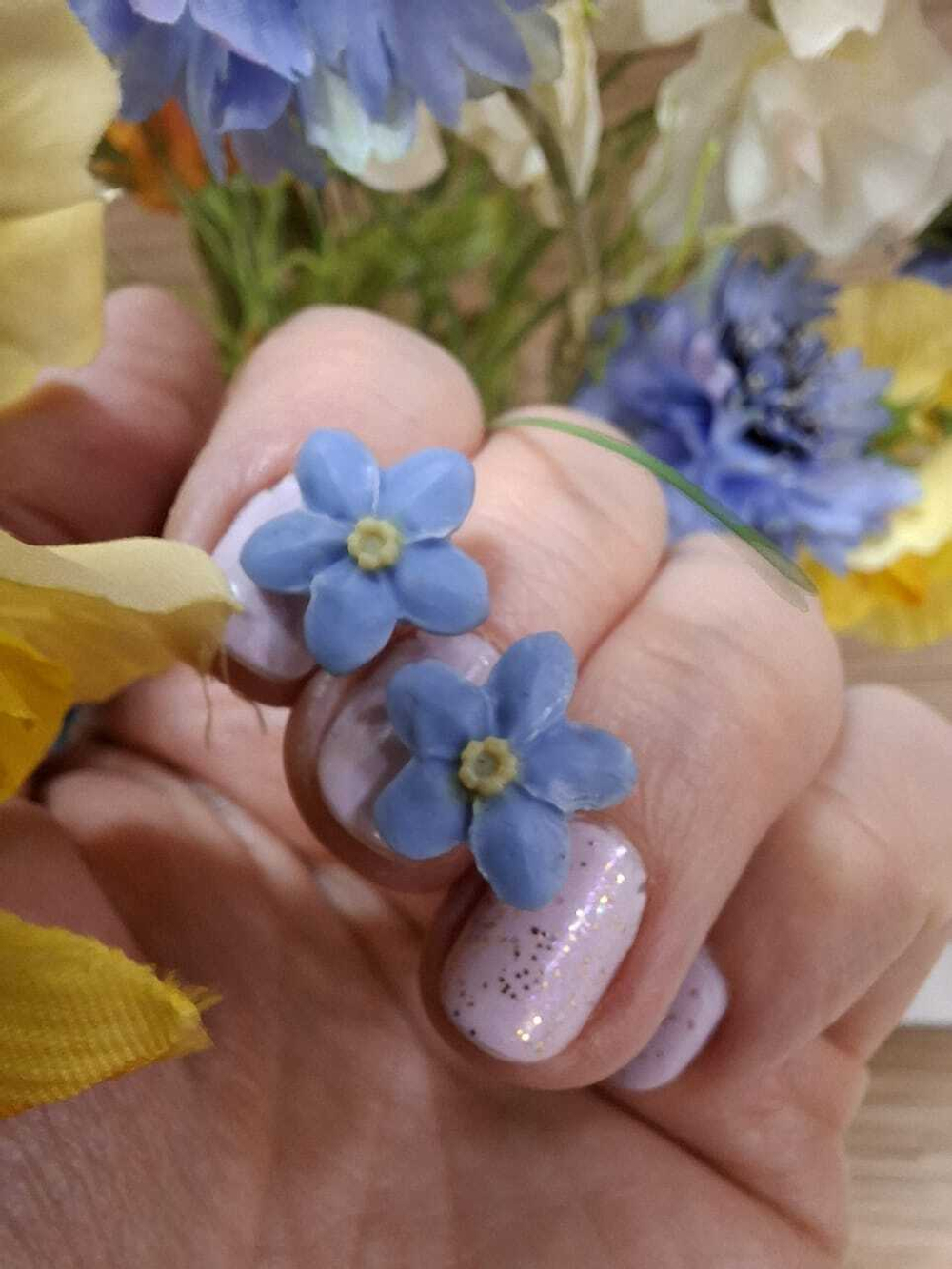 Серьги-пуссеты Ромашки