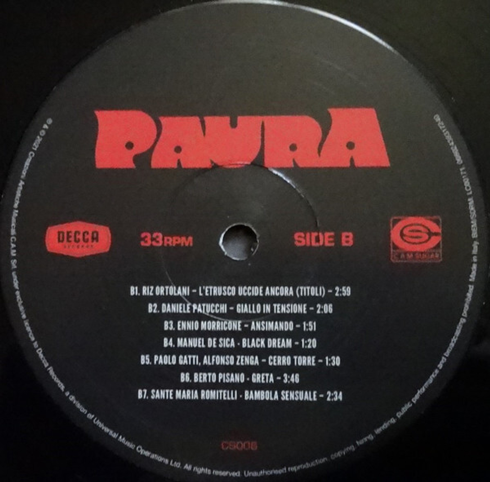 Soundtrack / Paura: A Collection Of Italian Horror Sounds From The CAM Sugar Archives (2LP)