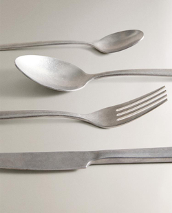 ZARA HOME ВИНТАЖНЫЙ НАБОР СТОЛОВЫХ ПРИБОРОВ( 4 ШТ.), СТАЛЬНОЙ СЕРЫЙ