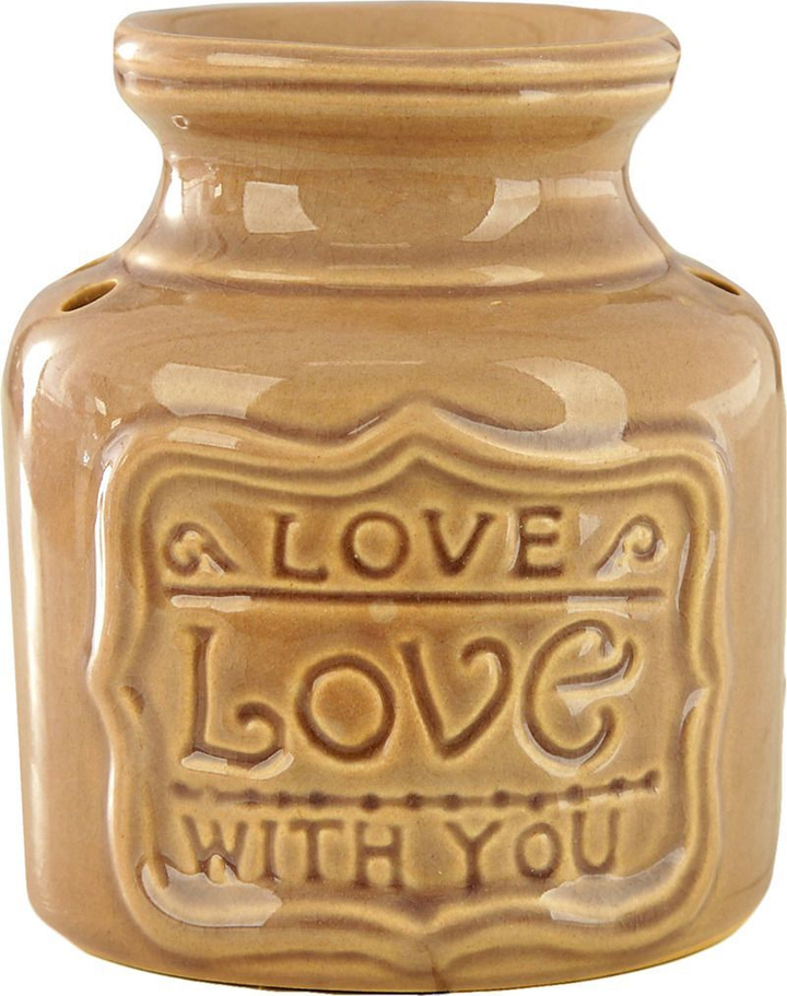 Аромалампа Love, керамика, цвет ежево-коричневый 10,5x9x9 см