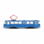 Модель ин. пласт. "Трамвай" 24см. на бат. свет+звук, открыв. двери, коробка CT12-428-2-BL (Технопарк)