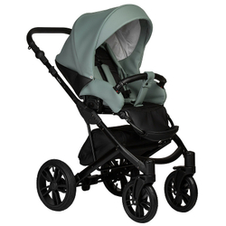 Детская коляска Indigo Mio Eco 2 в 1 05 черная кожа+шалфей кожа