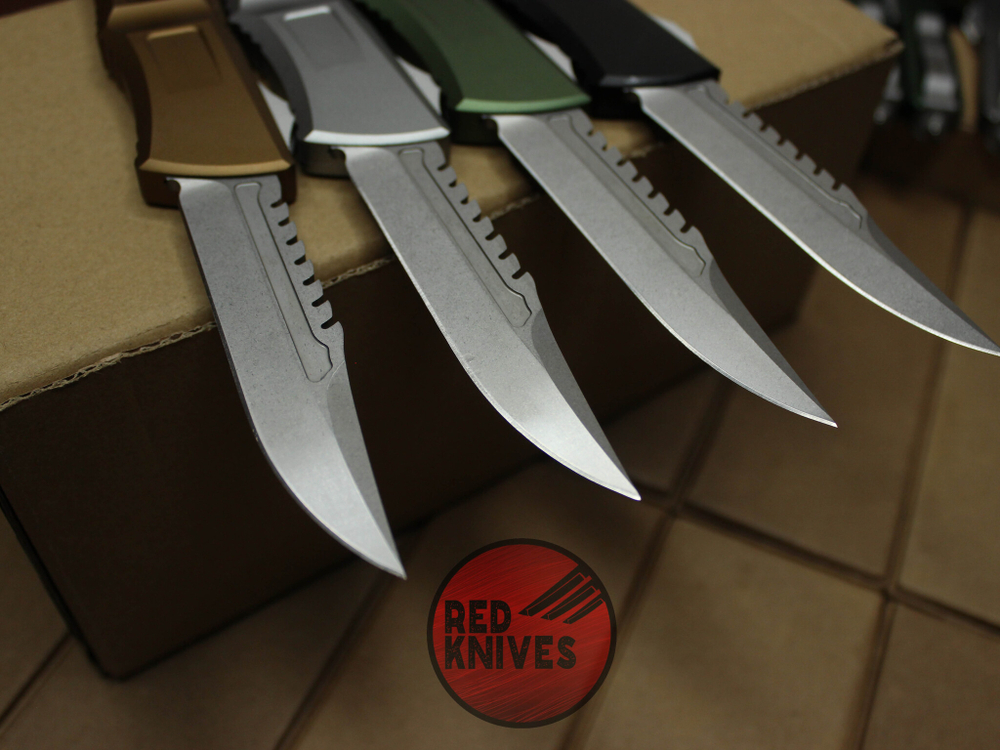 Нож Microtech Troodon 3 BOWIE Green - рукоять зеленый алюминий