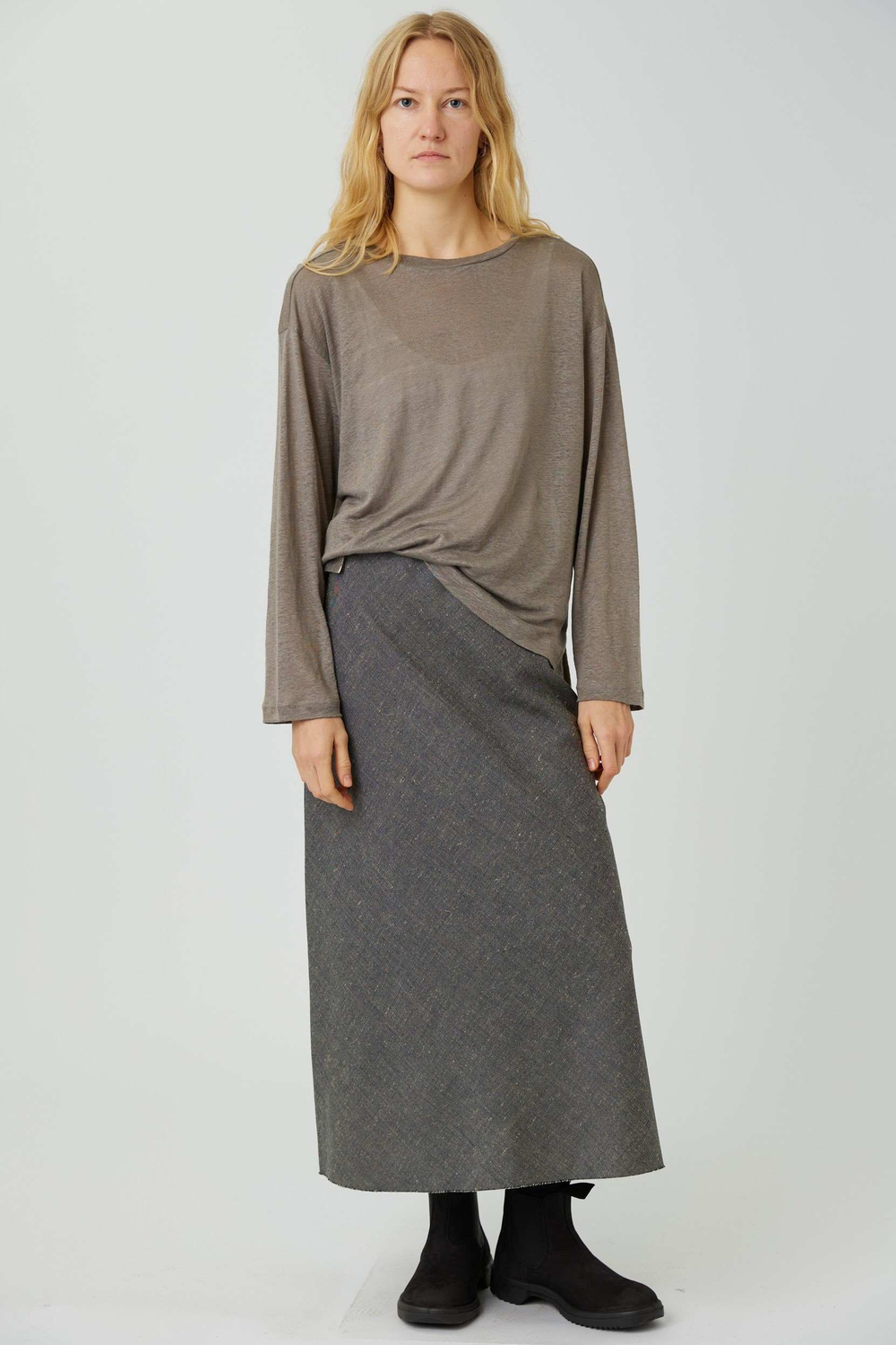 Юбка макси из льна с шерстью