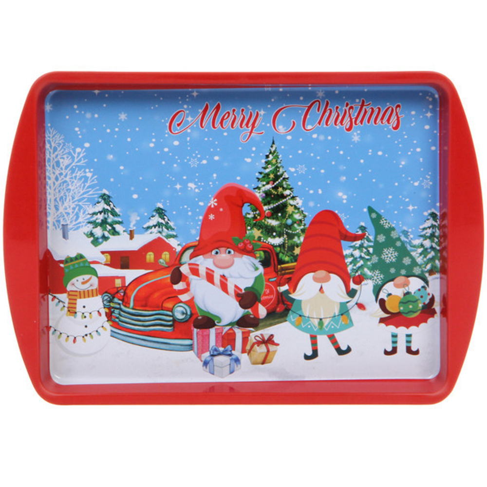 Поднос жестяной 20*14см «Веселые гномы на машине»
