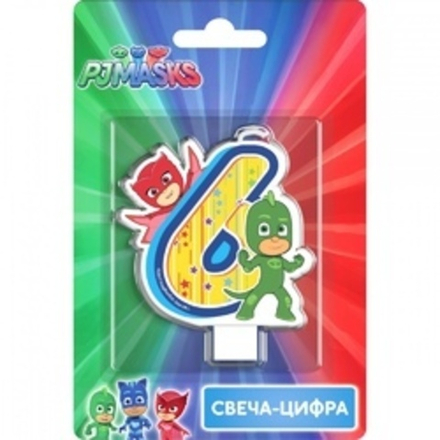 Свеча Цифра 6, Герои в масках, 8см