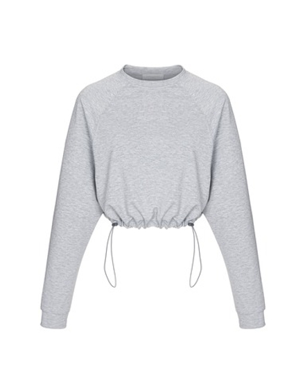 Укороченный свитшот на резинке, серый