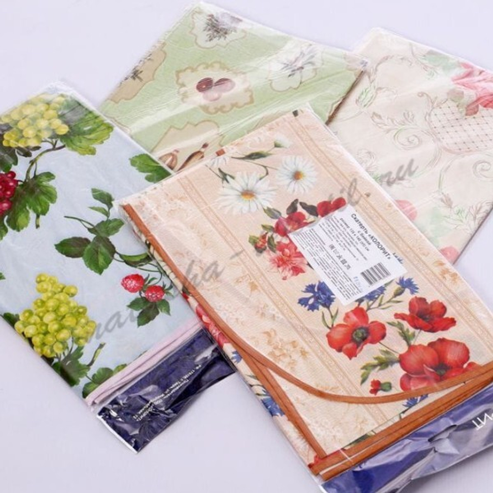 Скатерть ПЕРСПЕКТИВА с бейкой 130*110 неткан.основа с ПВХ Микс расцветок