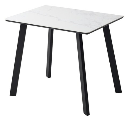 Стол М-City DISAUR Тик Так 90 Белый мрамор Matte, керамика, Черный каркас