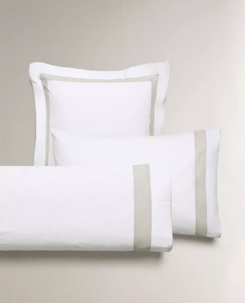 ZARA HOME НАВОЛОЧКА ИЗ ХЛОПКА С КАЙМОЙ, БЕЛЫЙ