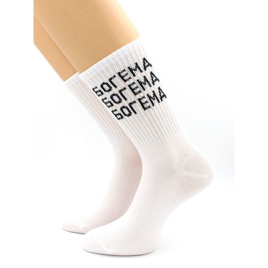 Носки с надписью "Богема" белые Hobby Line