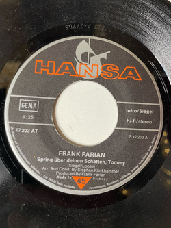 Винтажная виниловая пластинка LP Frank Farian Spring Uber Deinen Schatten, Tommy (Germany 1976)