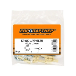 Шуруп полукольцо d3,4хL30мм оцинкованный Европартнер (10 шт.)
