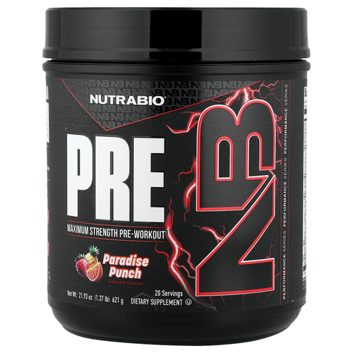 NutraBio, PRE-Workout, предтренировочный комплекс, пунш, 621 г (1,37 фунта)