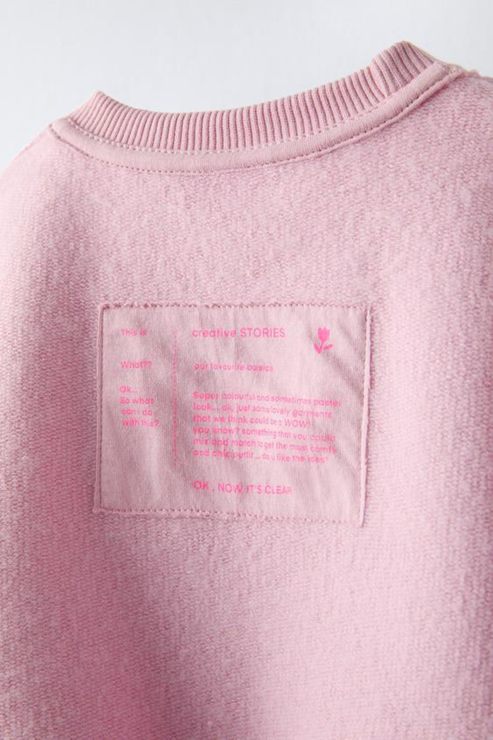 ZARA ОДНОТОННОЕ ХУДИ С ВЫШИВКОЙ, БЛЕДНО-РОЗОВЫЙ