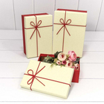 Коробка 23х16х9.5 см Набор 3 шт с кожаным бантом (Красный, Бежевый)