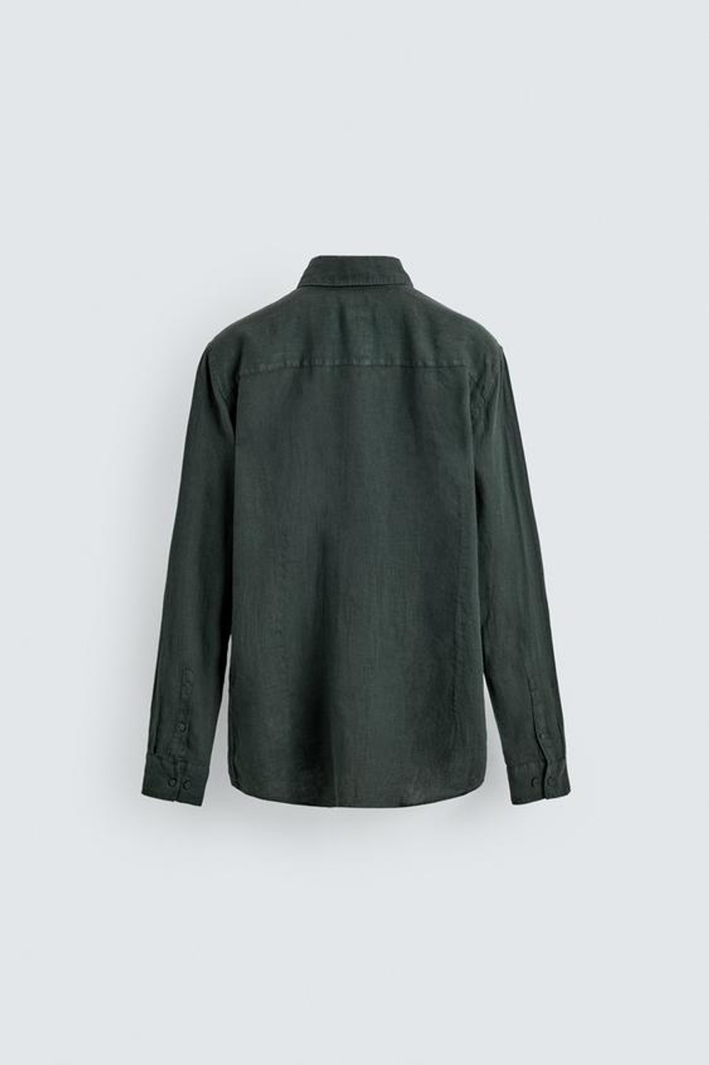 ZARA РУБАШКА ИЗ 100% ЛЬНА, ТЕМНО-ЗЕЛЕНЫЙ