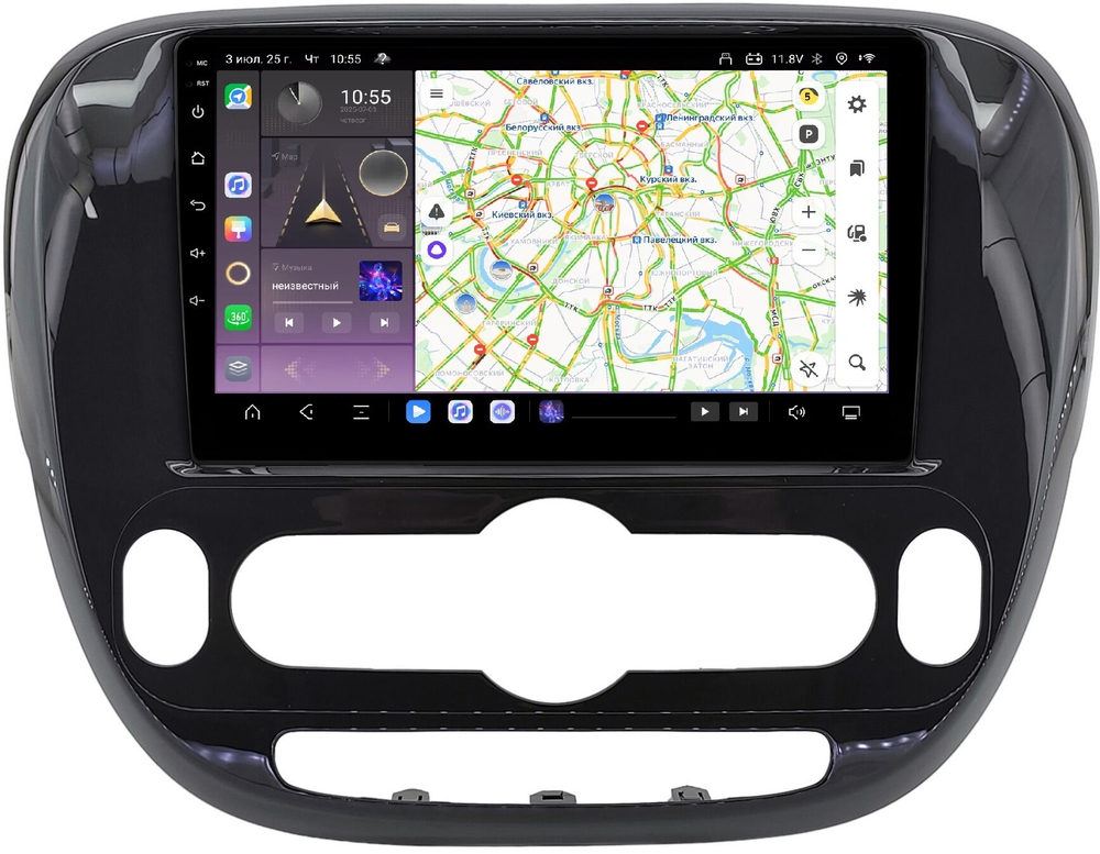 Магнитола для KIA Soul 2 2014-2019 (климат, рамка глянцевая) - Kuberg QLed, Android 13, TS20, CarPlay, SIM-слот