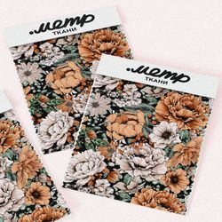 Ткань сатин пышные распустившиеся цветы