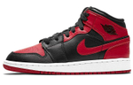 Jordan Air Jordan 1 Mid "Banned" leather small forbidden wear shock absorption non-slip wear-resistant high-top retro basketball shoes GS black red