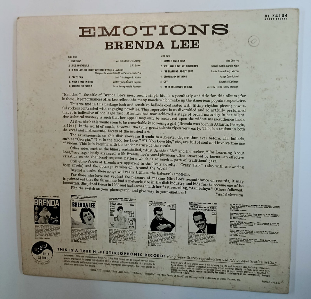 Brenda Lee Emotions (US 1961)
