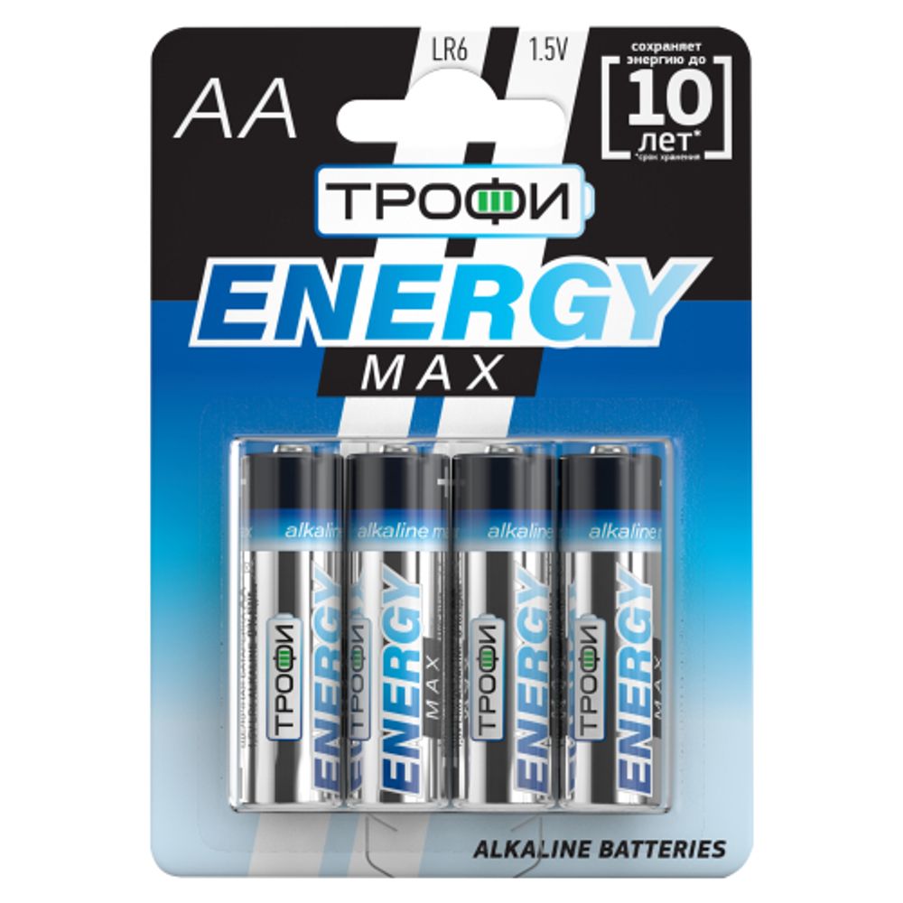 Батарейки Трофи LR6-4BL ENERGY MAX Alkaline