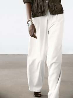 Massimo Dutti Брюки свободного кроя со средней посадкой, белый