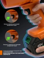Воздуходувка аккумуляторная мощная OUOU POWER TOOLS, 2 АКБ,