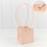 Пакет подарочный 13х11.5х11.5см Ваза для цветов (Персиковый)