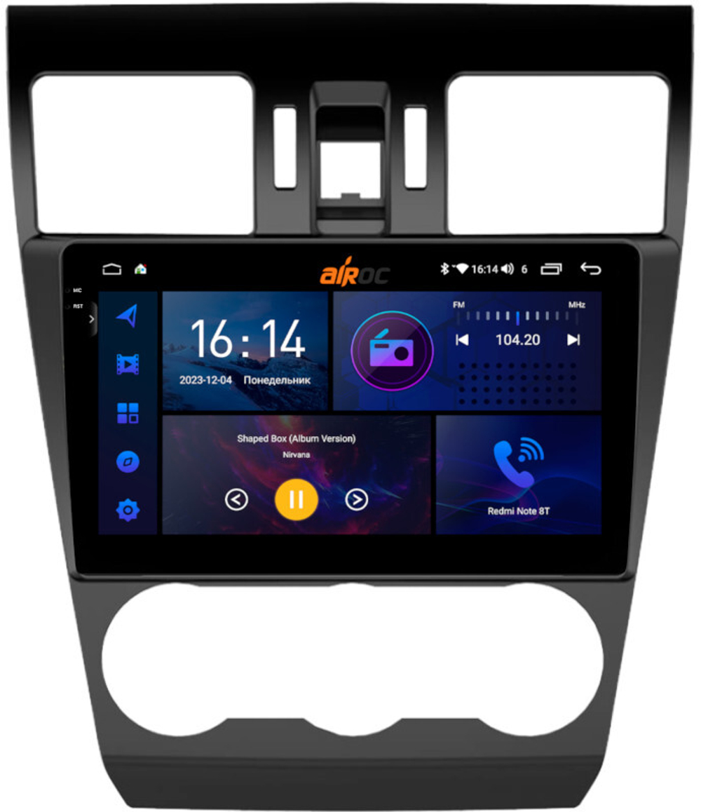 Магнитола для Subaru Forester, Impreza, XV 2012-2015 - AIROC 2K RI-3401 Android 12, QLed+2K, ТОП процессор, 8/128Гб, CarPlay, SIM-слот