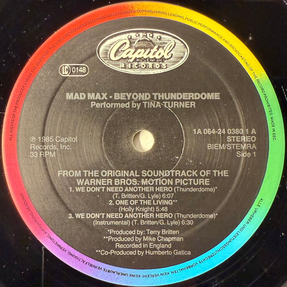 Mad Max - Beyond Thunderdome - Original Motion Picture Soundtrack (Европа 1985г.)