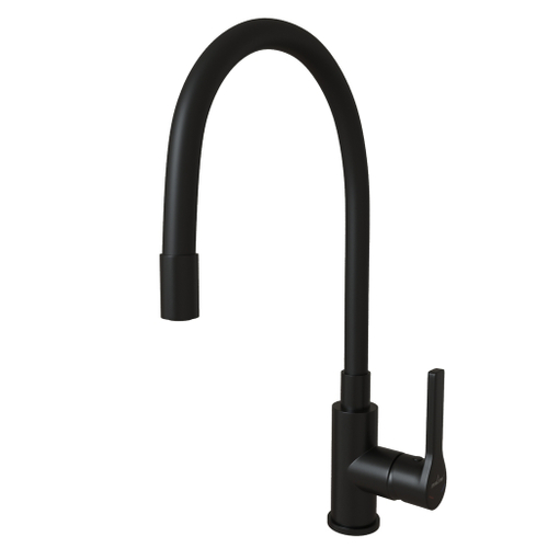 Смеситель для кухни 35k MIXLINE ML23-097 "Round Black" гибкий излив боковая ручка ЧЕРНЫЙ