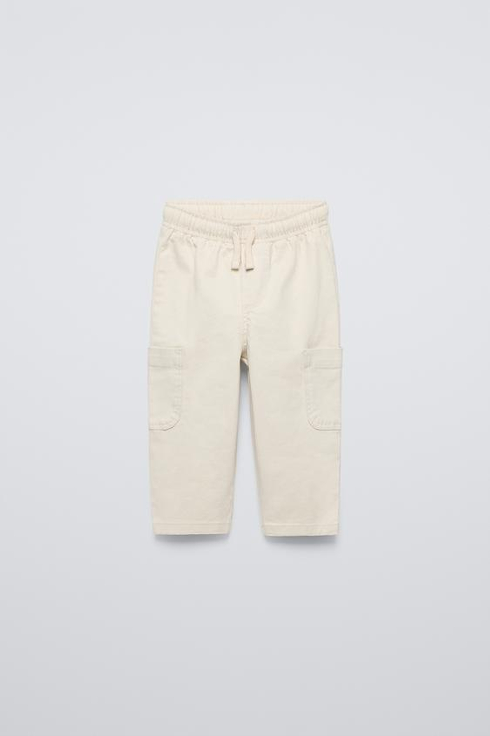 ZARA БРЮКИ STRAIGHT ИЗ ТВИЛА СО ШНУРКАМИ, ЭКРЮ