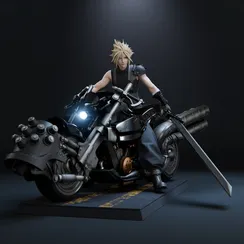 Cloud on a motorcycle - Final Fantasy
