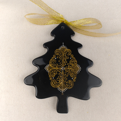 Сувенир Елочка "На катке" с росписью Палех в коробке