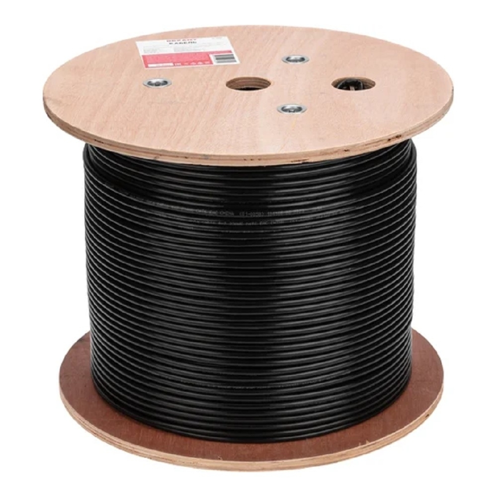 Витая пара Rexant (01-0058) Кабель витая пара U / UTP, CAT 6, PE, 4PR, 23AWG, OUTDOOR, SOLID, черный, 305м