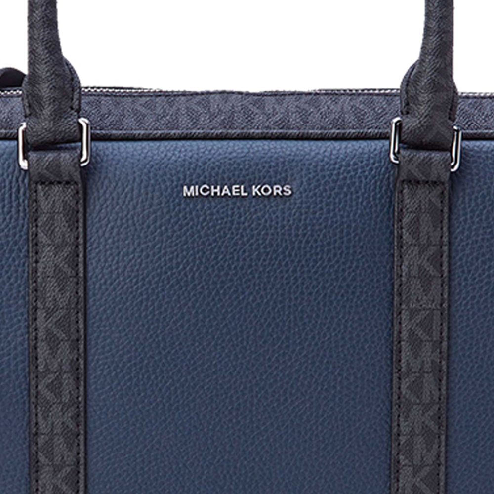 MICHAEL KORS MK Cooper Leather Handbag Briefcase Large Men"s Dark Blue & Black