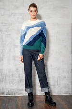 22531 Джемпер женский (изумрудно-голубой)