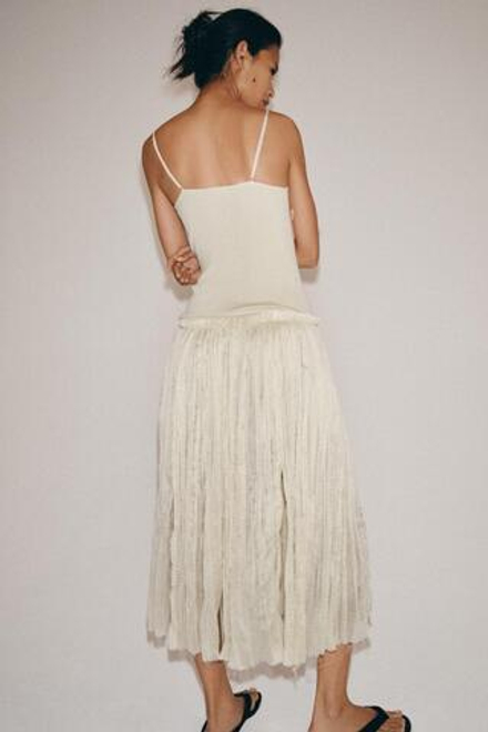 ZARA КОМБИНИРОВАННОЕ ПЛАТЬЕ МИДИ, ТЕЛЕСНО-РОЗОВЫЙ