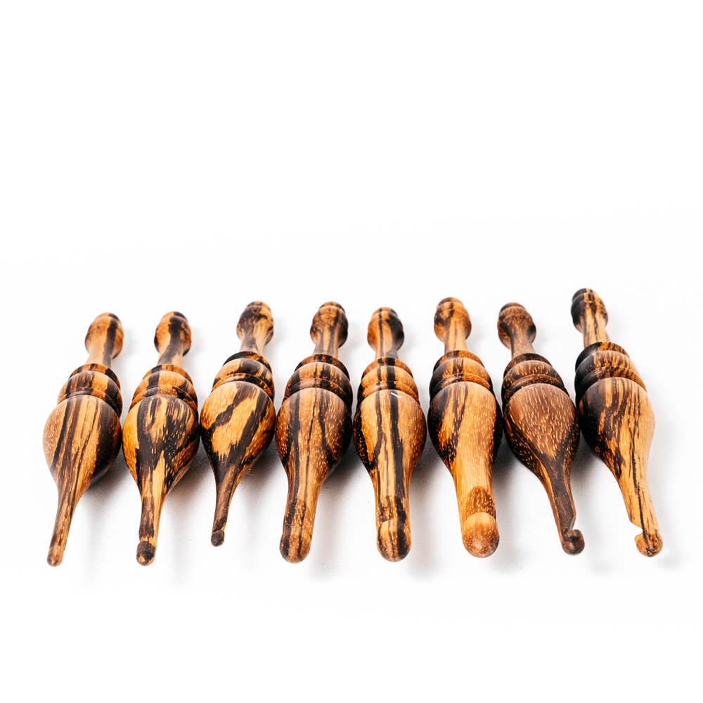 Набор деревянных вязальных крючков из древесины зебрано 8 штук (3-10 мм.) KN15