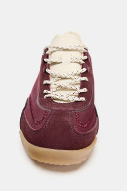 ZARA КОМБИНИРОВАННЫЕ КРОССОВКИ, БУРГУНДИ