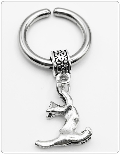 Клипса без прокола уха "Котик", медицинская сталь.