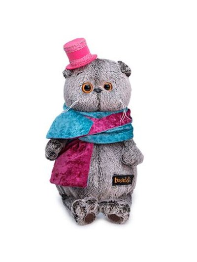 Мягкая игрушка Басик в бархатном кашне 30см