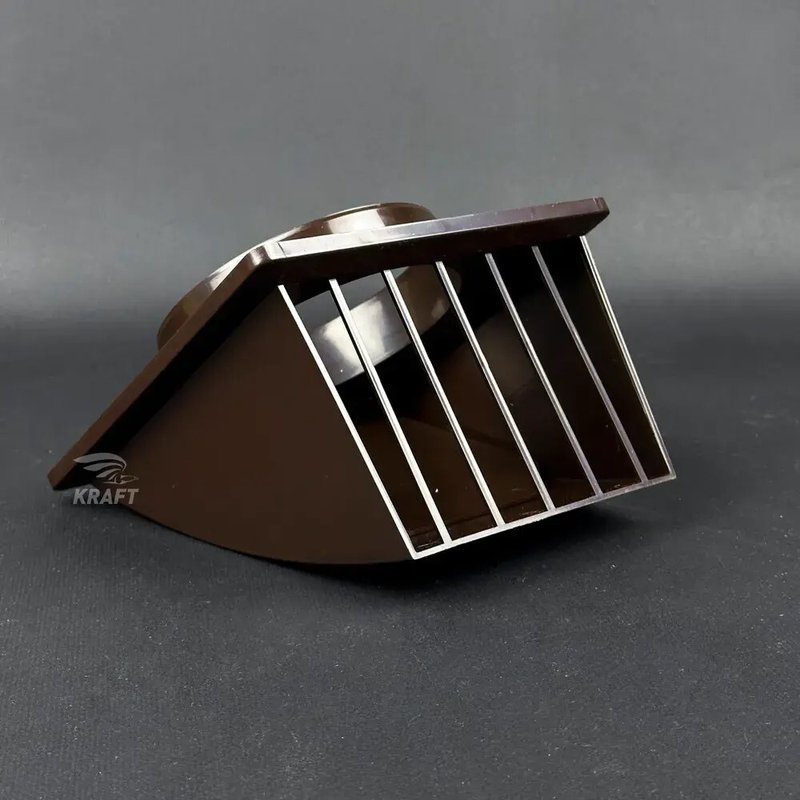 Вывод, выход стенной 175х175 мм с обратным клапаном с выходом D120 коричневый